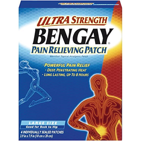 Ultra Strength Bengay Pain Relieving Patches-Box of 4