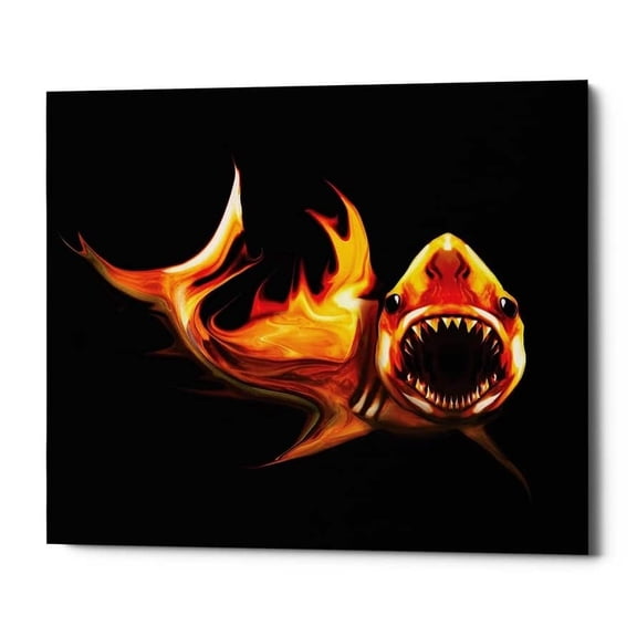Epic Graffiti  "White Shark" by Michael Stewart, Giclee Canvas Wall Art, 12"x16" 16" x 18"