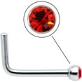 thumbnail image 3 of Body Candy Stainless Steel 1.57mm Red Accent Micro L Shape Nose Ring 20 Gauge, 3 of 7