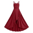 thumbnail image 5 of RUTAYY Children Girls Dress Square Collar Solid Color Party Ruffled Tiered Strapless Casual Party Wear Vacation Travel Dresses, 5 of 7