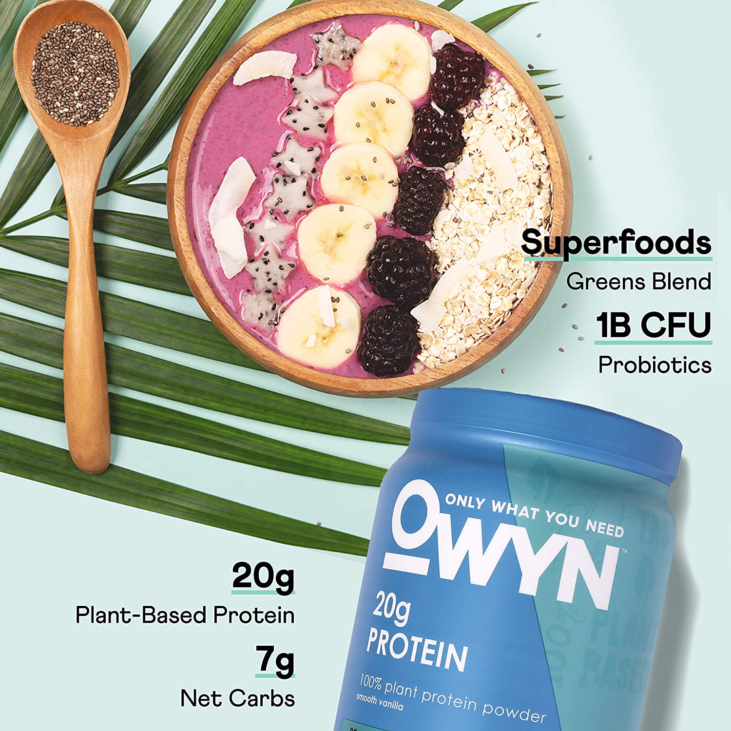 OWYN Only What You Need Plant-Based Protein Powder, Smooth Vanilla, 1.05 lbs - image 3 of 3