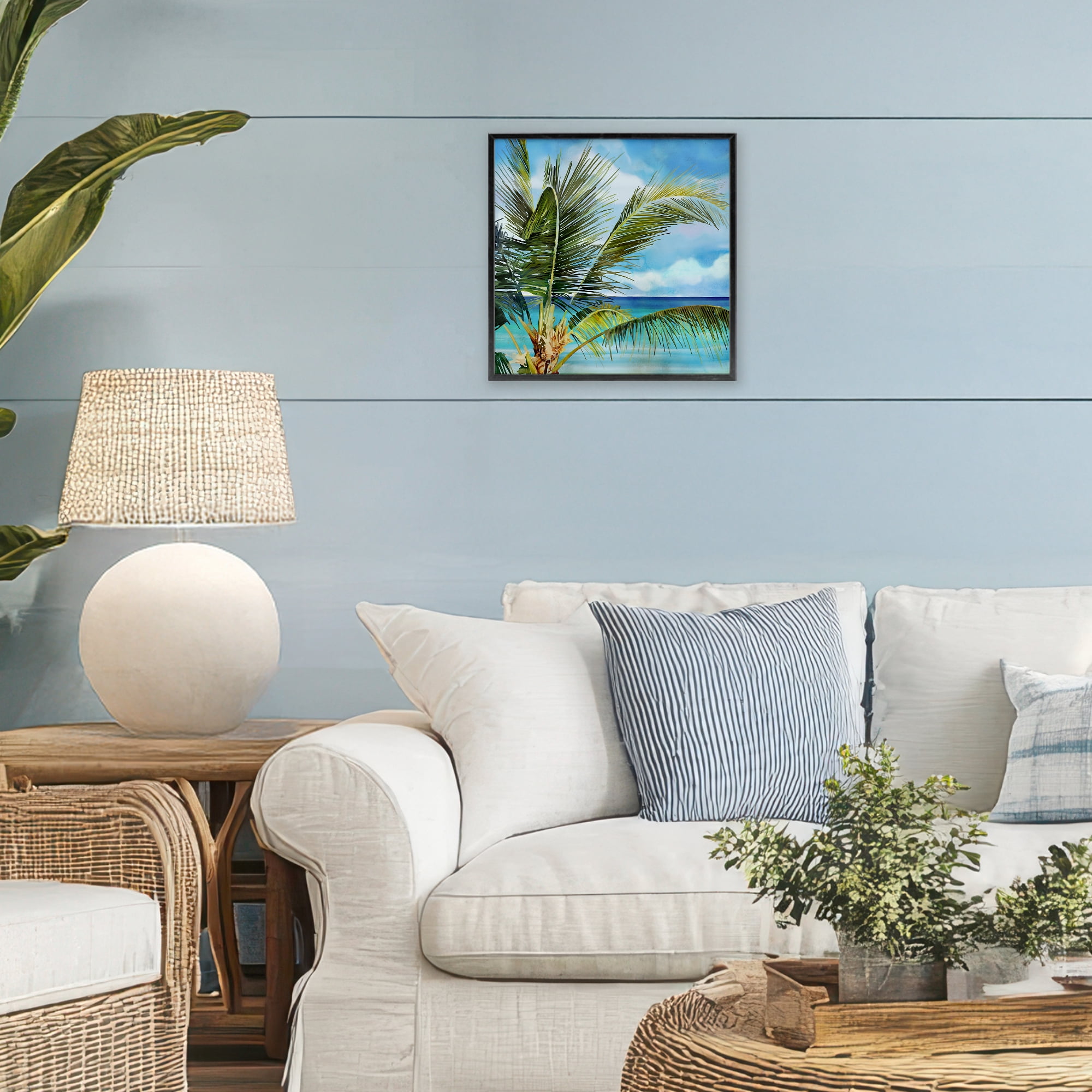 Stupell Industries Lush Palm Watercolor View Black Framed Giclee Art, design by Mauro Devereaux
