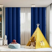 HBBKVI Luxury Blackout Curtains 52" × 63", Grommet Thermal Insulated Curtains for Bedroom Living Room, Noise Reduction Curtain Panels Blue