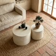 thumbnail image 3 of Set of 2 Round Faux Marble Nesting Coffee Tables - Modern Beige Accent Tables, 3 of 9
