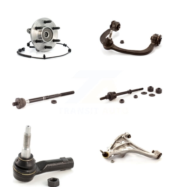 Transit Auto Front Left Hub Bearing Assembly Lower Upper Control Arm with Ball Joint Outer Inner Tie Rod End Sway Bar Stabilizer Link Kit (6Pc) for Car 2006 Ford F-150 4WD with 6 Lug Wheels K7T-107108