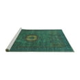 thumbnail image 2 of Ahgly Company Machine Washable Indoor Square Oriental Turquoise Blue Modern Area Rugs, 5' Square, 2 of 4