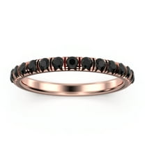 0.75ct Round Black Diamond Moissanite 18K Rose Gold Over Silver Wedding Band