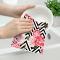 thumbnail image 3 of Pink Floral Kitchen Dish Towels Peony Rose Flower Hand Towels Set of 2 Housewarming Home Farmhous Holiday Decor Gifts 16"x24" Absorbent Drying Cloth Tea Towels, 3 of 6