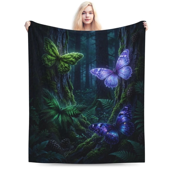 Butterfly Blanket, Soft Cozy Flannel Fleece Throw Blanket, Butterfly Gifts, Lightweight Warm Couch Blanket for Sofa, Office, Travel, All Seasons 50x40