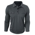 thumbnail image 5 of Defitshape Men's Long Sleeve Shirt Cotton Polo Shirt Fashion Spandex Casual Fall Pull On Button Winter Pocket Top Grey Medium, 5 of 5