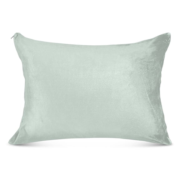Pale Green Plush Pillow Cases Standard Size Ultra Soft Warm Pillowcases with Zipper 20"x26"