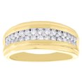 thumbnail image 2 of 10K Yellow Gold Round Diamond Double Row Wedding Band 10mm Pave Ring 3/4 CT., 2 of 5