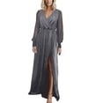 thumbnail image 1 of Vestido de Manga Larga Higoodz vestido Maxi Ajustado Encantador Con Abertura Lateral Cómoda Con Cuello en V para Boda para Dama para aniversario, 1 of 5