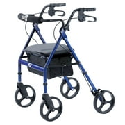 Hugo Portable Rollator Rolling Walker with Seat, Backrest and 8" Wheels, Blue