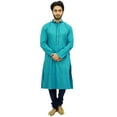 thumbnail image 2 of Atasi Men's Green Kurta Pyjama Set Long Cotton Tunic Shirt Ethnic Wear-Large, 2 of 7