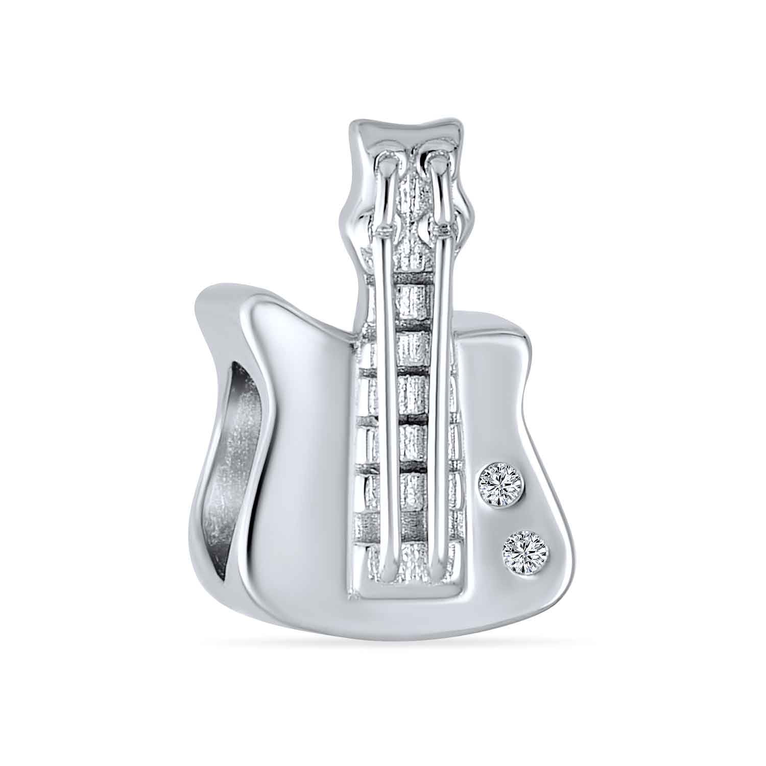 Pendants Arts and Theater Charms .925 Sterling Silver Antiqued Acoustic Guitar Charm Pendant 