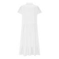 thumbnail image 5 of SMihono Fashion Fashion Button Cotton Linen Dress for Women Solid Color Casual Swing A-Line Home Dress Formal Party Dresses White XXXXL, 5 of 8