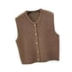 thumbnail image 4 of Chaleco de punto tipo cárdigan para mujer, ligero, moderno, sin mangas, ideal para citas. Café, 4 of 9