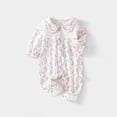 thumbnail image 2 of Mikilon Newborn Baby Girl Clothes Fashion Floral Turndown Neck Long Sleeve Ruffled Rompers Comfortable Loose Sweet Long Pants Rompers, 2 of 3