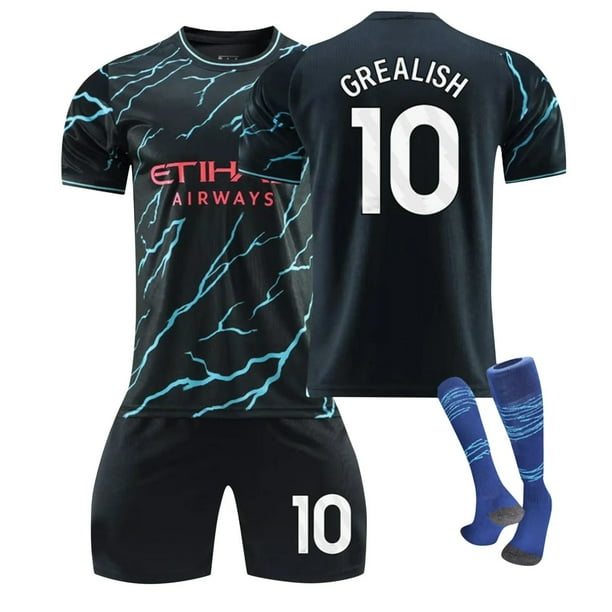 2324 Manchester City 2 Away Football Jerseys Short Pantyhose Set New Season Short Pantyhose Adult Children's Size Set