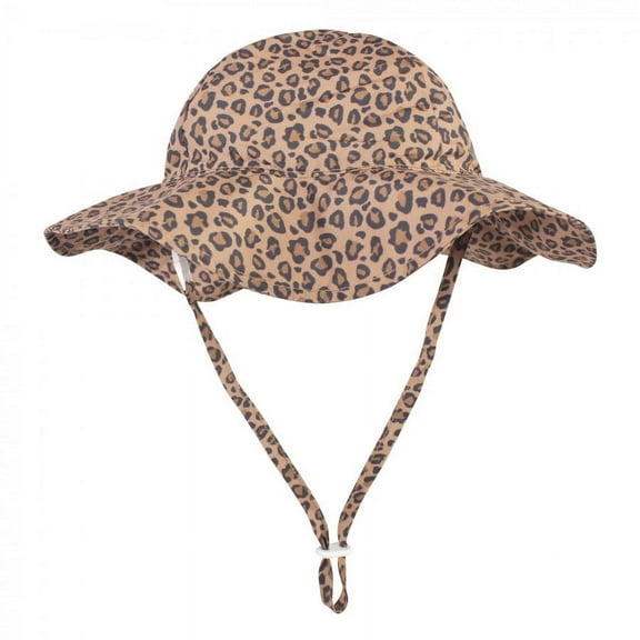 Hudson Baby Infant and Toddler Girl Sun Protection Hat, Brown Leopard, 2T-4T