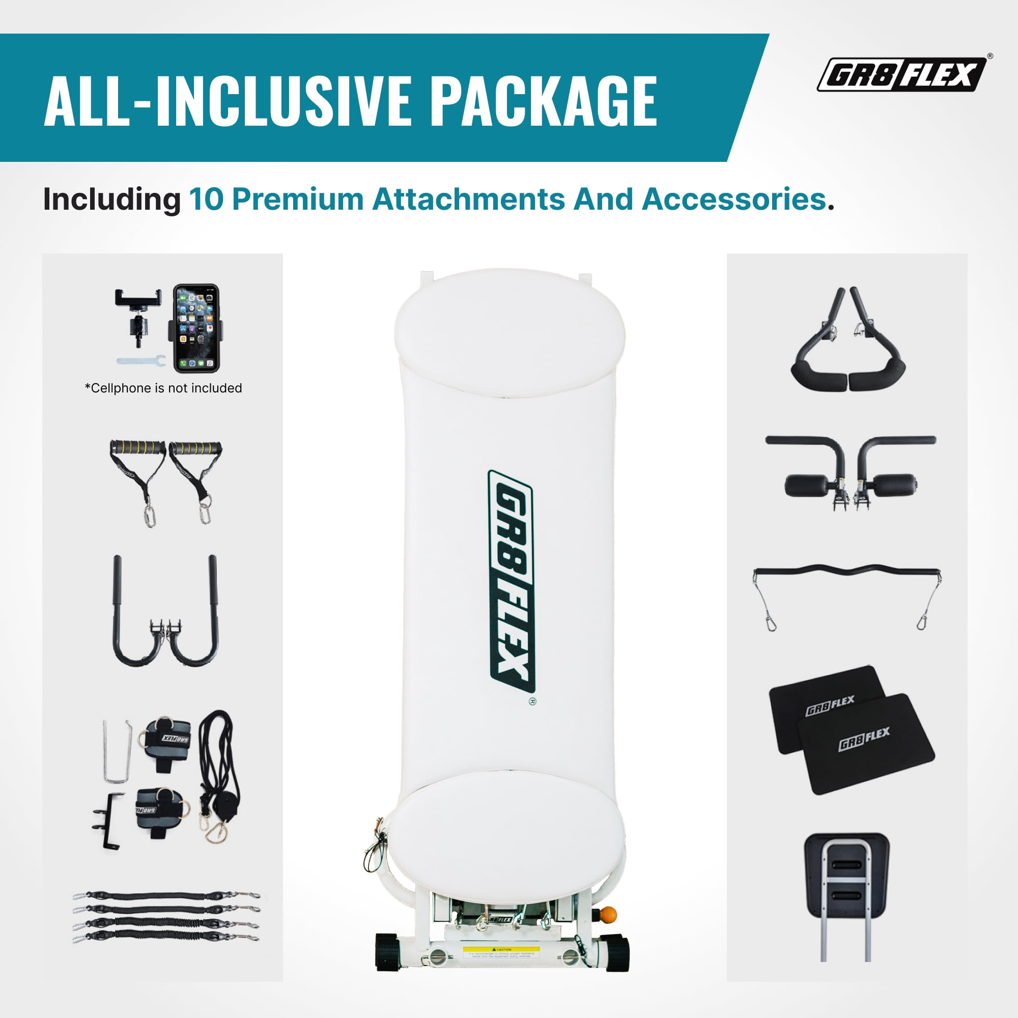 GR8FLEX High Performance Gym Pearl White XL Model with Total Over 100 Workout Exercises