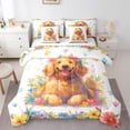 thumbnail image 1 of YST Cute Pug 7-Piece Toddler Comforter Set, Rainbow Floral Theme, Dog Paw Prints, Kids Room Decor, 1 of 4