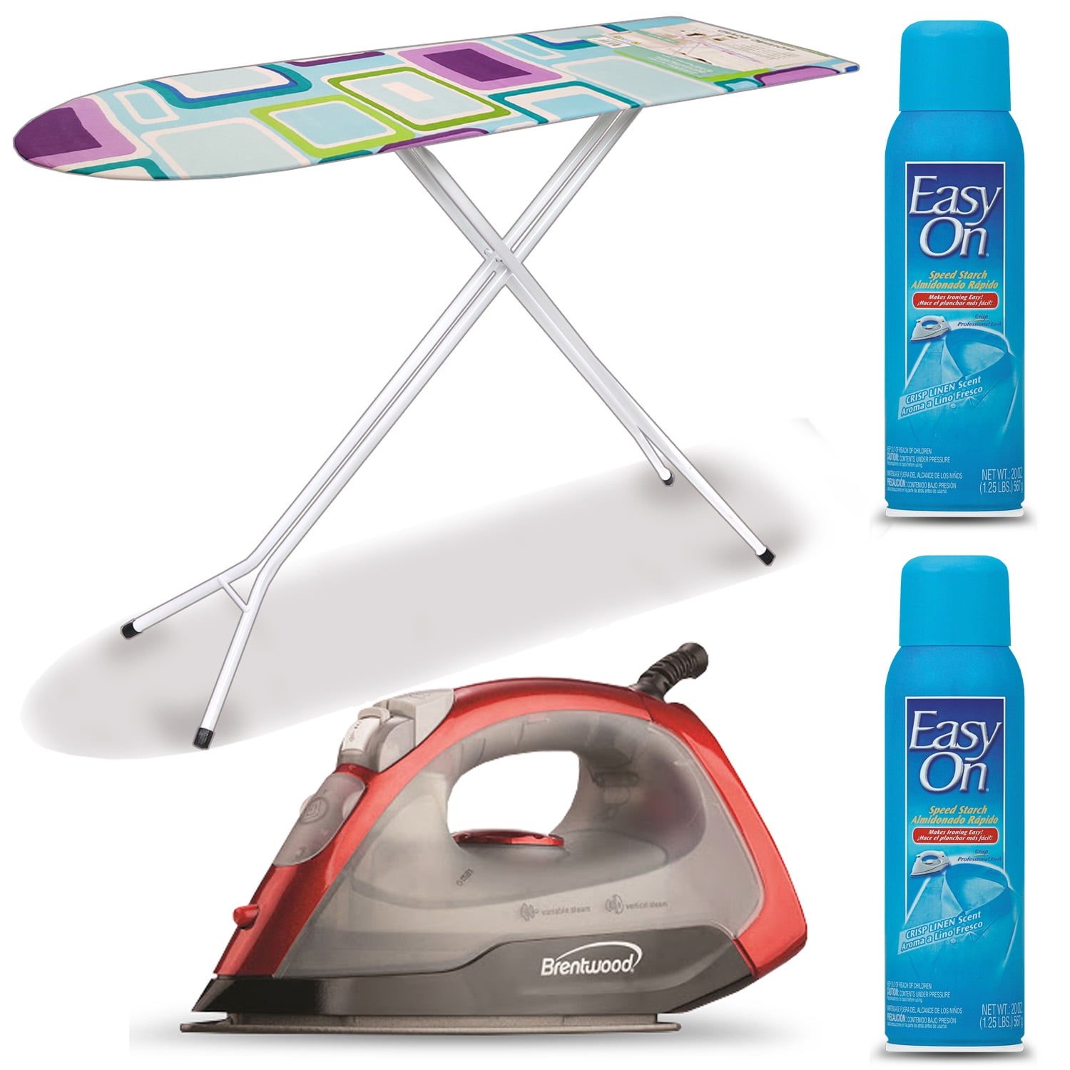 Steam Iron And Ironing Board And Spray Starch Set Brentwood 1000 Watt