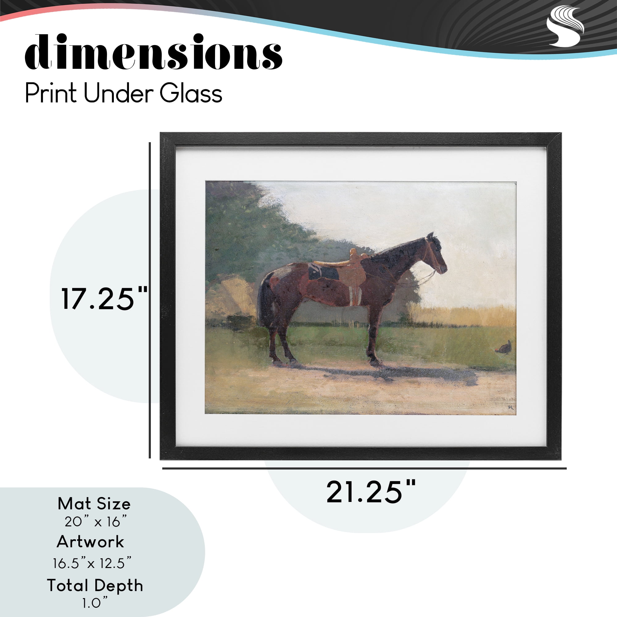Stupell Industries Saddled Horse in Farm Yard Black Framed Print Under Glass, design by Stellar Design Studio