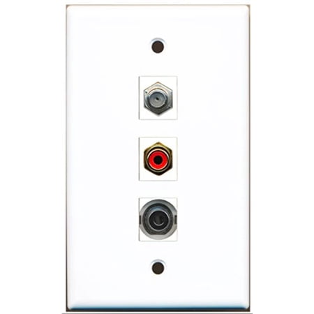 RiteAV - 1 Port RCA Red and 1 Port Coax Cable TV- F-Type and 1 Port 3.5mm Wall Plate