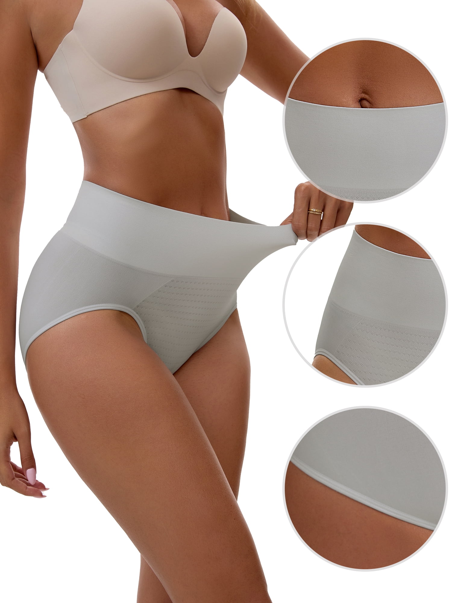 Unique Bargains Women's High Waist Tummy Slimming Elastic Waistband Briefs XL Gray
