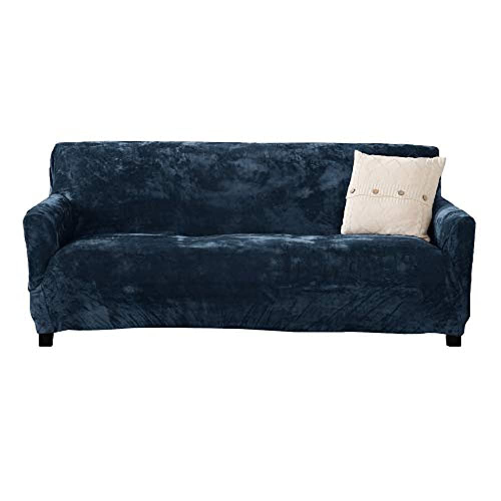 High Stretch for 3 Seat Sofa. Sofa- 3 Seater, Walnut Brown Velvet Sofa Couch Furniture Protector Soft Anti-Slip Velvet Plush Stretch Sofa Slipcover