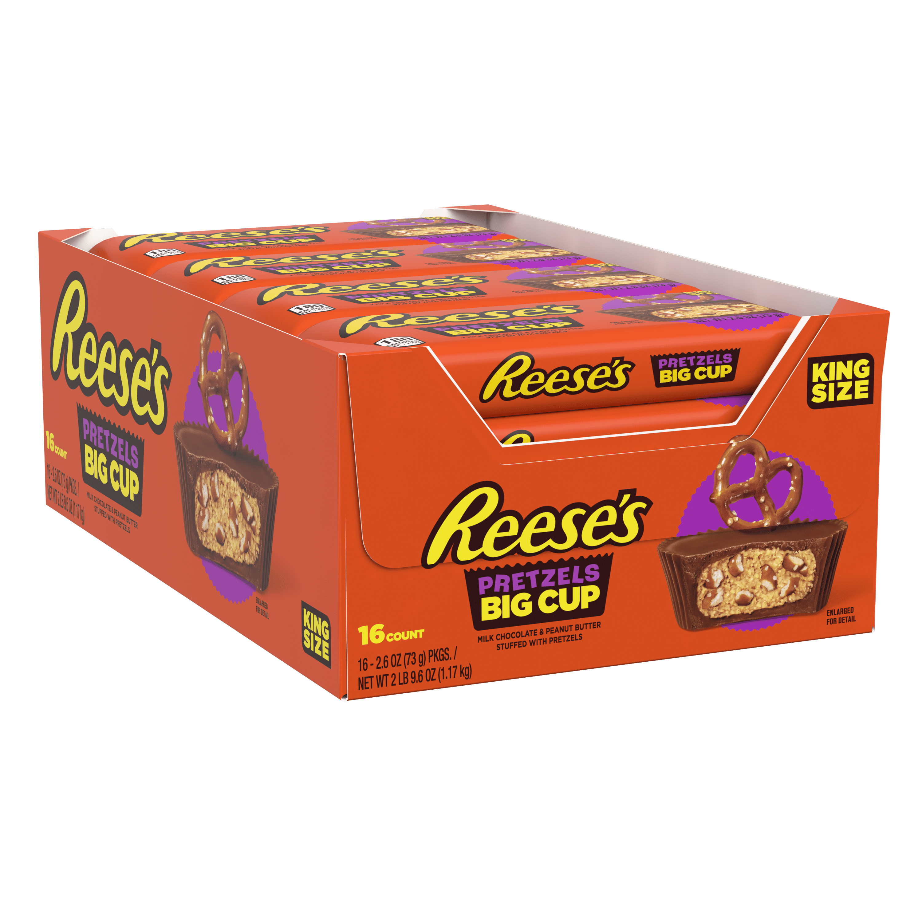 Reeses Big Cup Stuffed With Pretzels Milk Chocolate Peanut Butter Cups Candy Gluten Free 26 