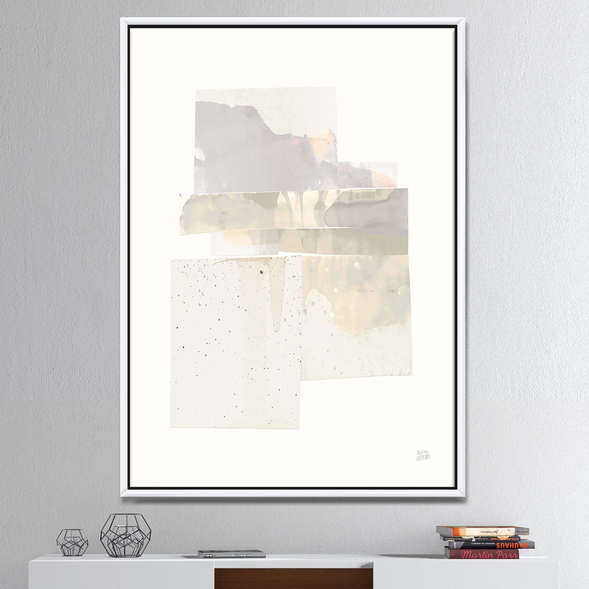 Designart ' Geometric Neutral Form III ' Shabby Chic Framed Canvas