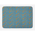 thumbnail image 1 of Orange Blue Bath Mat, Flowers with Thin Peduncles and Buds, Plush Bathroom Decor Mat with Non Slip Backing, 29.5" X 17.5", Turquoise Dark Orange, by Ambesonne, 1 of 2