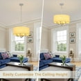 thumbnail image 6 of DingLiLighting 6 Light Flush Mount Ceiling Light Drum Pendant Light Brown Fabric Ceiling Light Fixture for Living Room, Dining, Bedroom, Kitchen, Hallway, 6 of 7