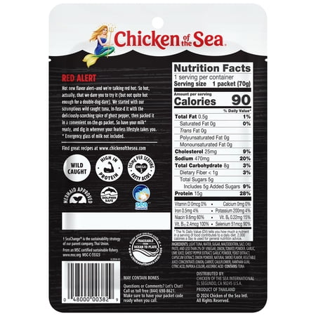 CHICKEN OF THE SEA WILD CAUGHT LIGHT TUNA PACKET, GHOST PEPPER 2.5 OZ