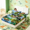 thumbnail image 4 of Manfei Cartoon Dinosaur Wildlife Twin Fitted Sheet,Funny Animals Bedding,Blue Brown,2pcs,1 Fitted Sheet and 1 Pillowcase, 4 of 6
