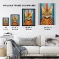 thumbnail image 3 of Bengal Cat Geometric Folk Art Portrait Orange Blue Oil Painting Extra Large XL Wall Art Poster Print, 3 of 5