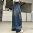 thumbnail image 4 of EnJoCho Girls Jeans Harem Denim Pants Loose Elastic Waist Curved Fit Trousers Soft Bottoms For Kids Spring Daily Outdoor Casual Streetwear Fashion Outfit, 4 of 9