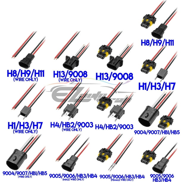 2Pcs H1/H3/H7 Wire Only HID Xenon Ballast Extension Cable Cord Harness