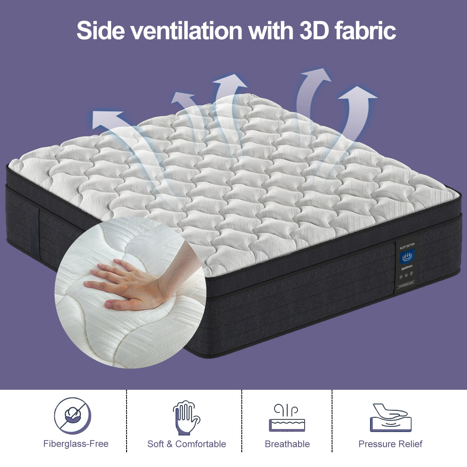 MRH 14 Inch Full Cooling Gel Memory Foam Hybrid Mattress - Medium-Firm, CertiPUR-US Certified, Individually Pocketed Springs, White