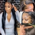 thumbnail image 3 of Black mid-parted long straight hair front lace synthetic wig, 3 of 10