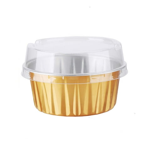

1Pack Baking Cups with Lids 125ml Muffin Liners Cups with Lids Halloween Aluminum Cupcake liners for Birthday Party - Gold