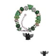 thumbnail image 2 of Black Flying Pig with Wings Green Christmas Bead Bracelet, 2 of 4