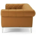 thumbnail image 3 of Contemporary Modern Urban Designer Living Room Lounge Club Lobby Sofa, Leather, Tan Brown, 3 of 6