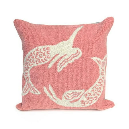 Trans-Ocean Imports 7FP8S167418 18 in. Liora Manne Frontporch Mermaids Indoor & Outdoor Pillow - Orange
