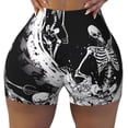 thumbnail image 2 of Pofeuu Skeleton Wave Artwork Print Workout Shorts for Women Scrunch Butt Lifting High Waisted Yoga Gym Seamless Booty Biker Shorts-Small, 2 of 8