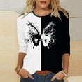 thumbnail image 2 of under $5 JINMGG Fall Long Sleeve Shirts for Women Women's Summer Fashion Slim Tie Round Neck Short Sleeve T-Shirt White L, 2 of 5