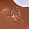 thumbnail image 4 of Solid 925 Sterling Silver Love Heart Chain Dangle Earrings Drops for Women Teens Heart Tassel Dangle Earrings Threader, 4 of 12